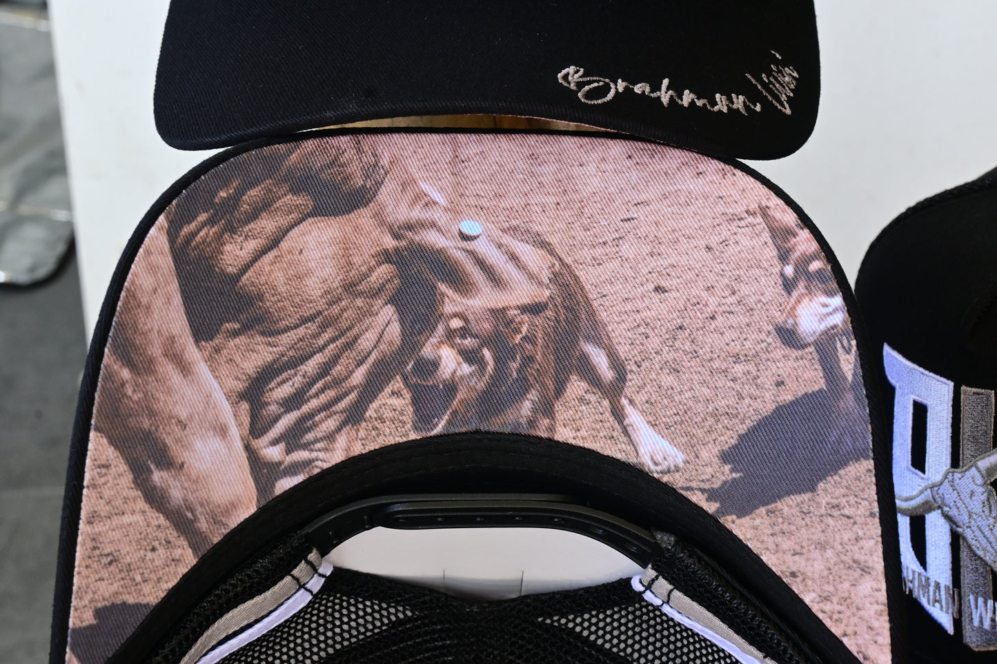Brahman Western - Black with Grey and White Stripes - Trucker Cap