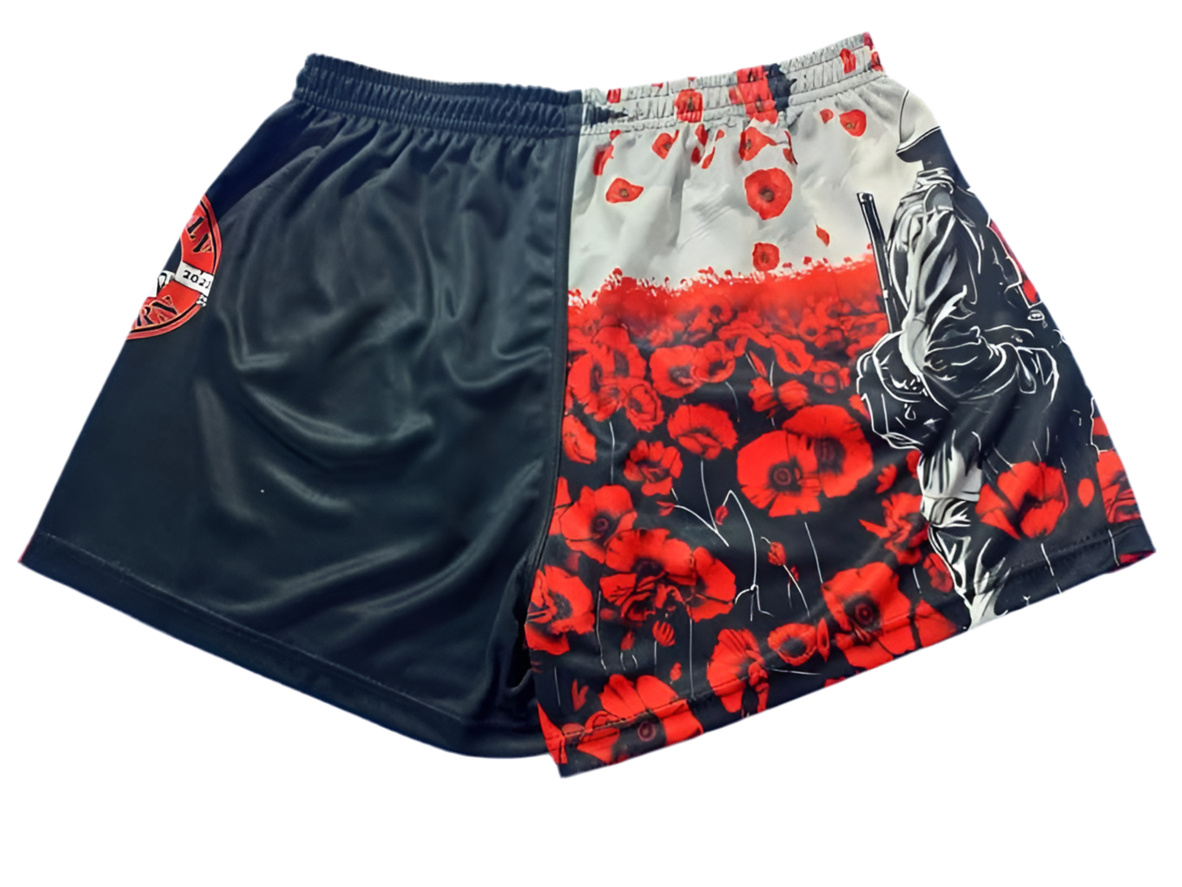 Unisex Anzac Day Footy Shorts with Zip Pockets - LIMITED STOCK