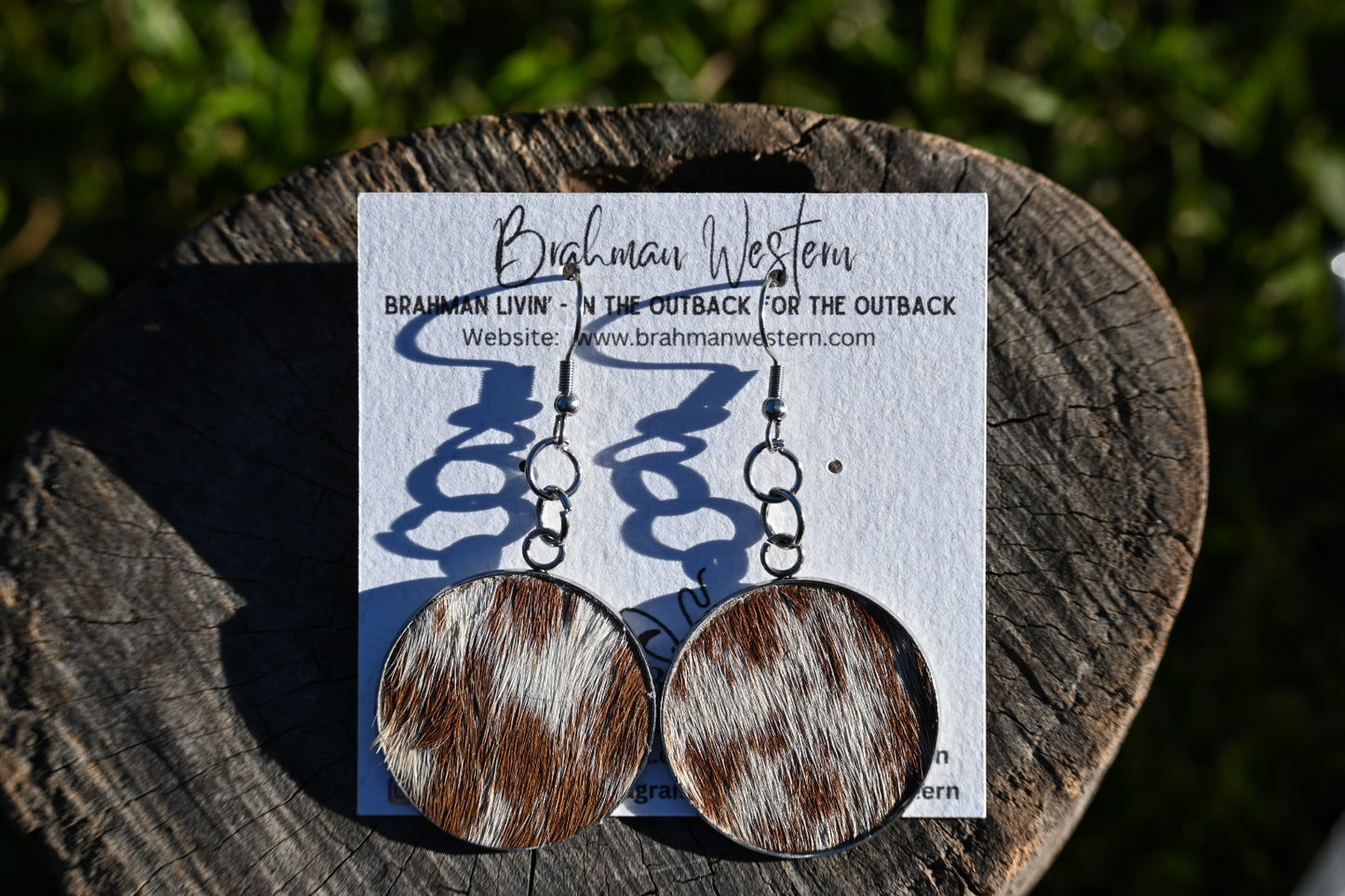 Cowhide Round Drop Hairon Earrings - # 2