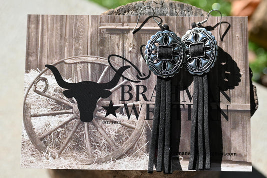 Silver & Black Tassel Earrings