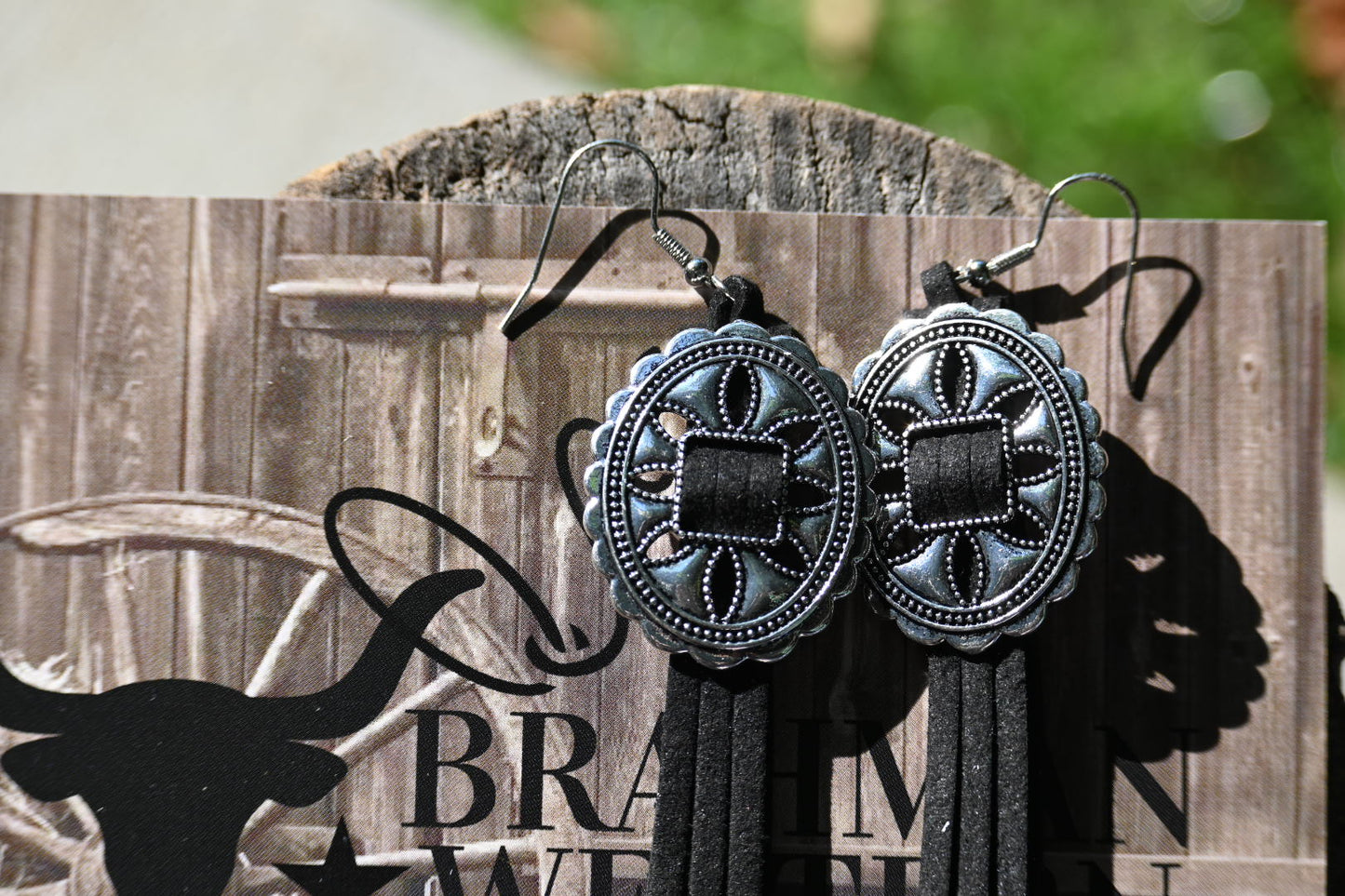 Silver & Black Tassel Earrings