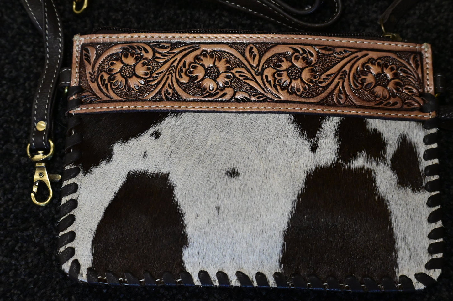 Tooling Leather Cowhide Small Clutch Bag