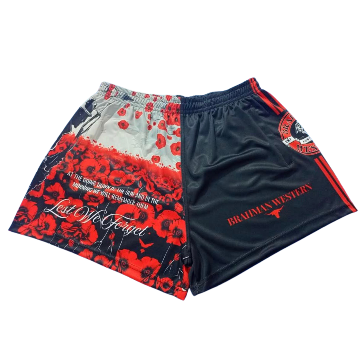 Unisex Anzac Day Footy Shorts with Zip Pockets - LIMITED STOCK