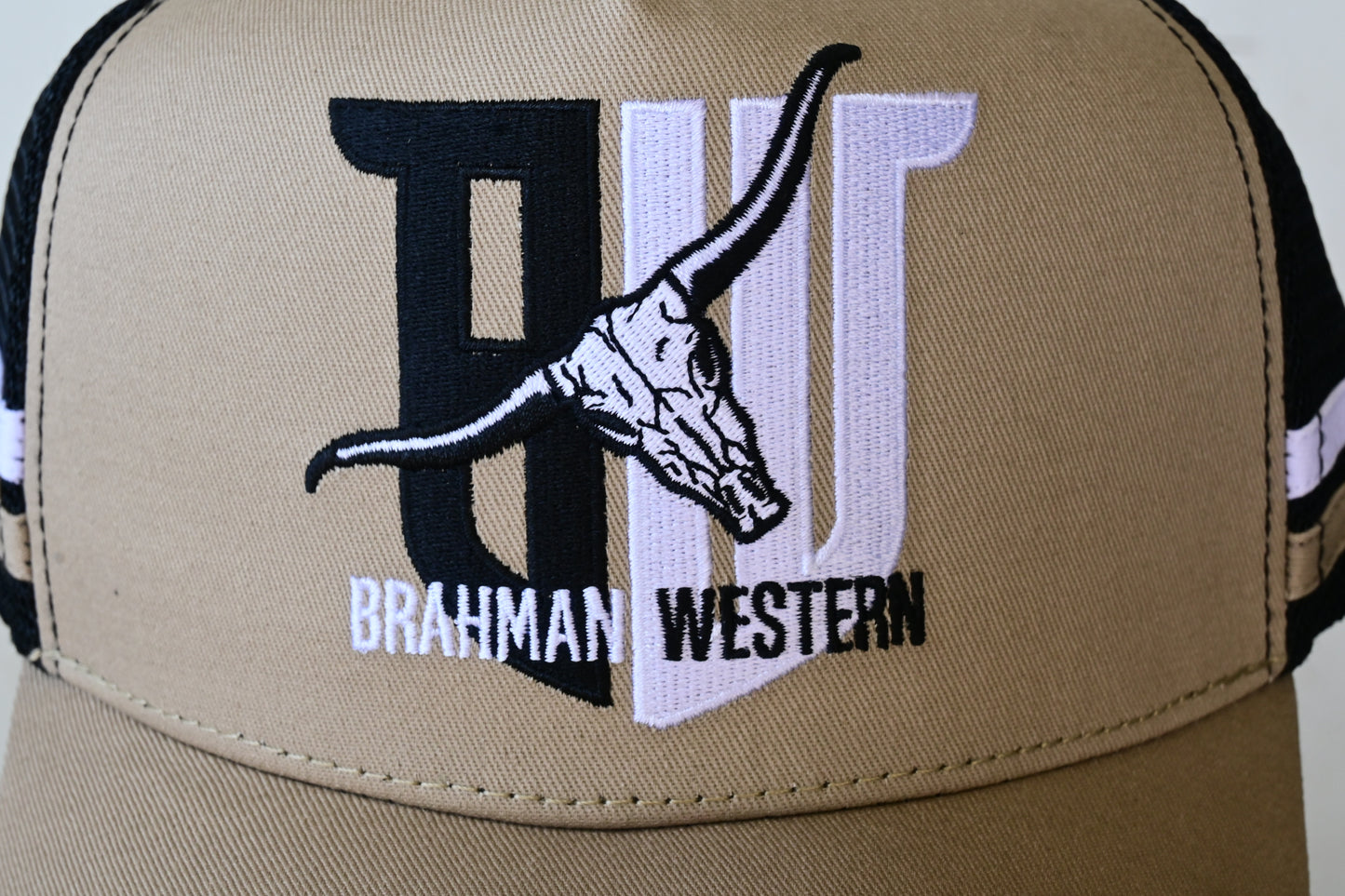 Brahman Western - Tan with Tan and White STRIPES- Trucker Cap