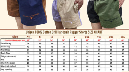 Unisex Cotton Drill Harlequin Rugger Shorts with Pockets - PRE-ORDER