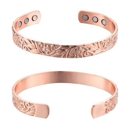 35. The Madison - Women's Flower Vine with Gem 3 Styles Copper Band - ROSE
