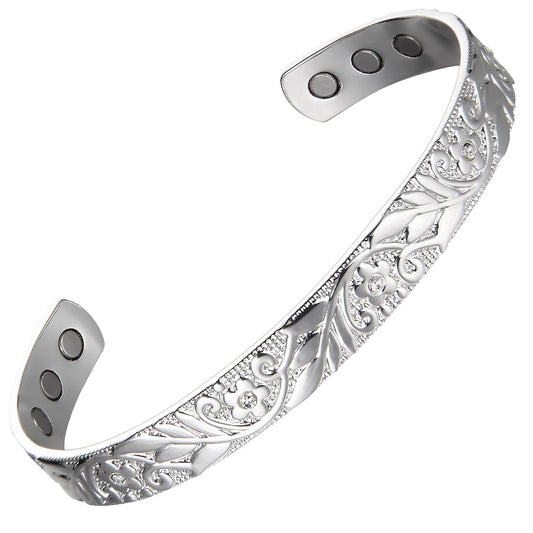 36. The Madison - Women's Flower Vine with Gem 3 Styles Copper Band - SILVER