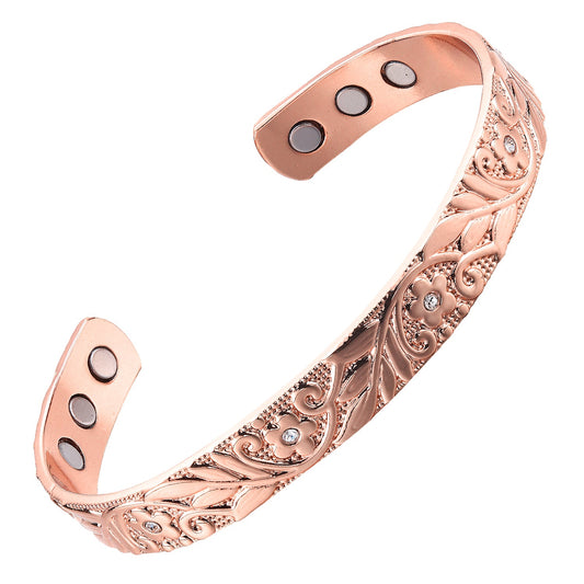 35. The Madison - Women's Flower Vine with Gem 3 Styles Copper Band - ROSE