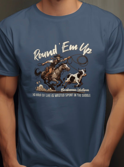 Round 'Em Up - Navy Blue Unisex T-Shirt