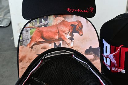 Brahman Western - Black with Red and White STRIPES- Trucker Cap