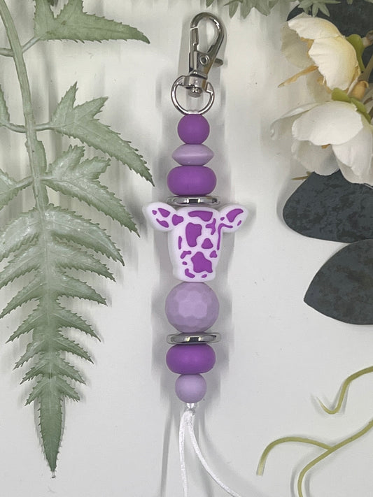 Cow Head Keyrings # 18 - Purple