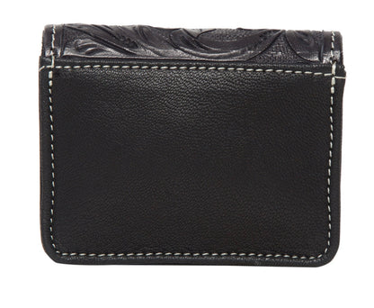 Cowhide Card Purse with Tooling Leather Flap