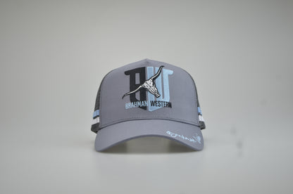 Brahman Western - Steel Blue/Grey with Light Blue White STRIPES-  Trucker Cap