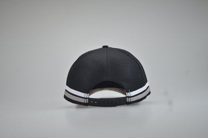 Brahman Western - Black with Grey and White Stripes -  Trucker Cap