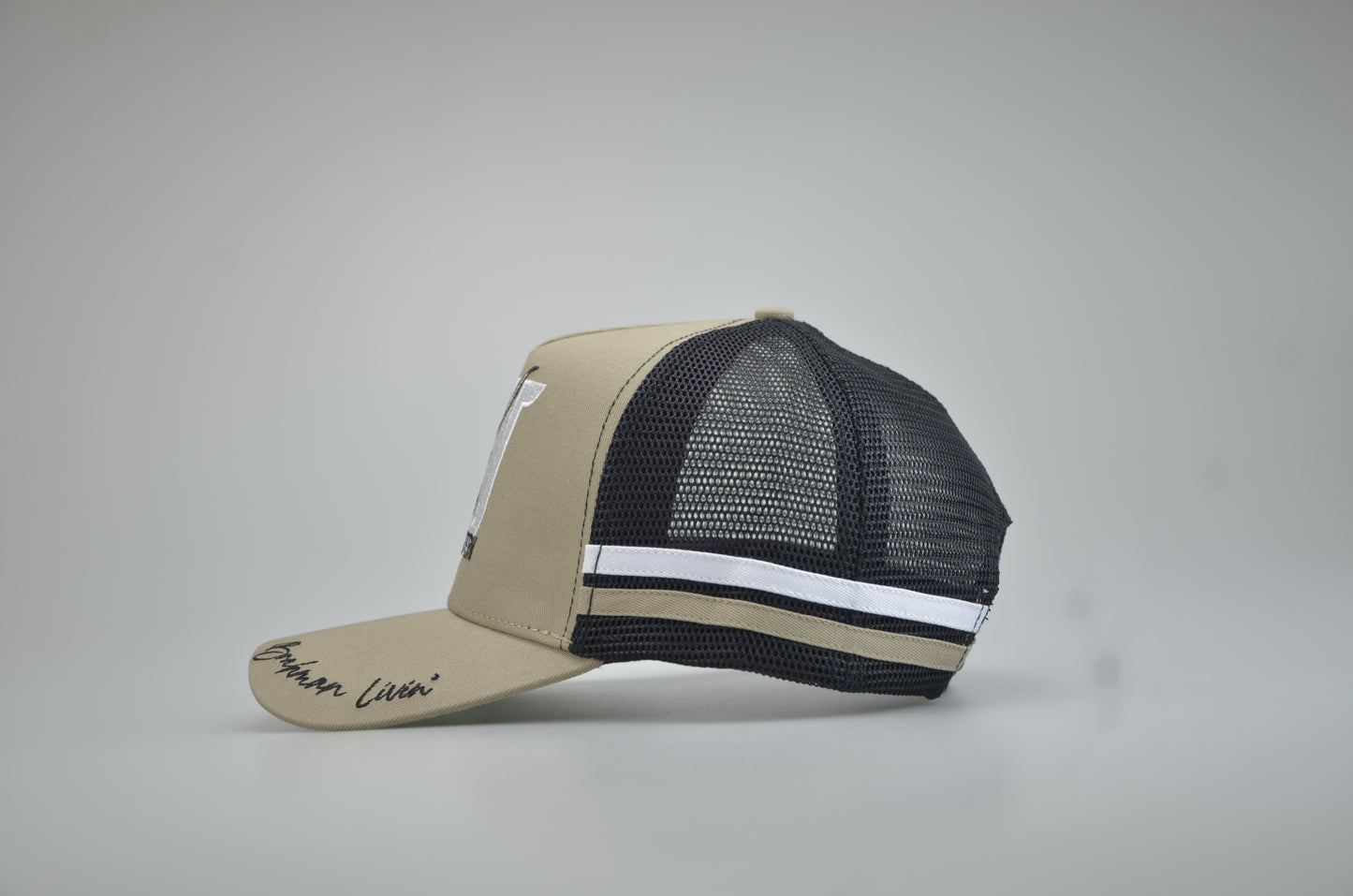 Brahman Western - Tan with Tan and White STRIPES- Trucker Cap