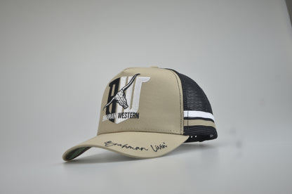 Brahman Western - Tan with Tan and White STRIPES- Trucker Cap