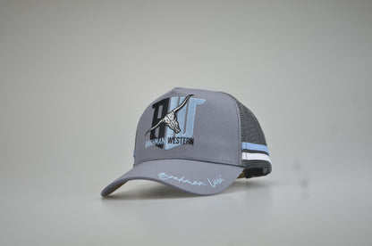 Brahman Western - Steel Blue/Grey with Light Blue White STRIPES-  Trucker Cap