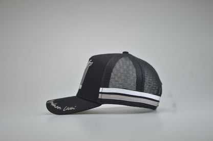 Brahman Western - Black with Grey and White Stripes -  Trucker Cap