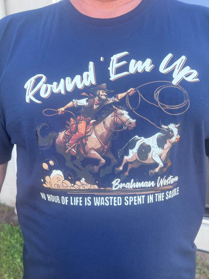 Round 'Em Up - Navy Blue Unisex T-Shirt